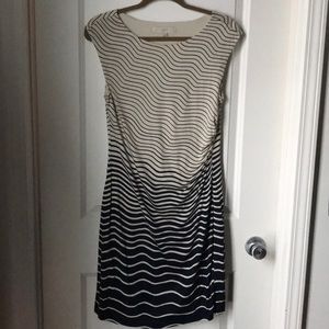 Ann Taylor LOFT Cream and Navy patterned Dress